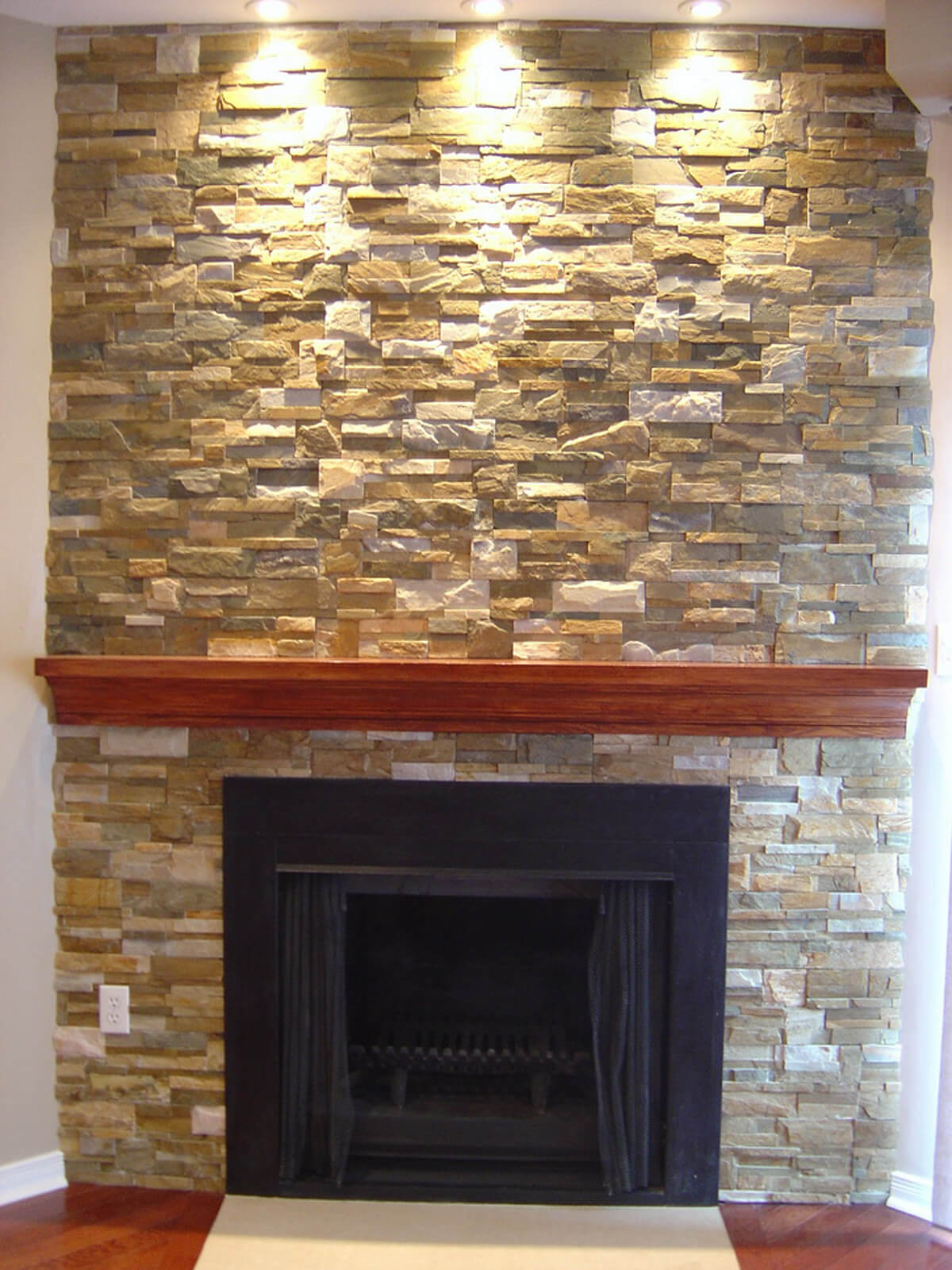 Interior Stone Veneer Fireplace